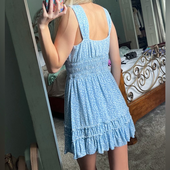 Sweet Pot Blue Floral Ruffle Mini Dress Size 10 - Picture 4 of 13